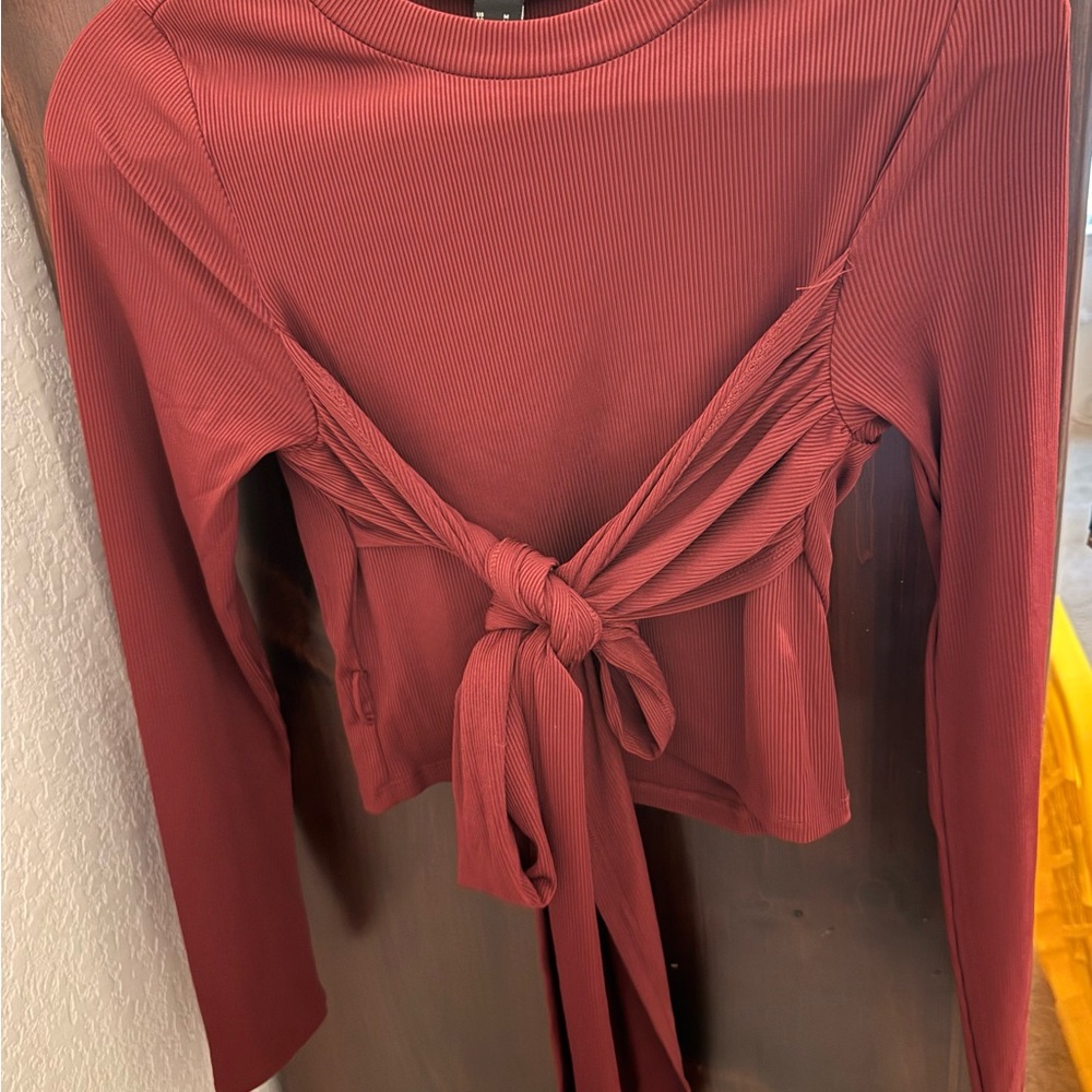 Forever 21 Burgundy Tie-Back Blouse